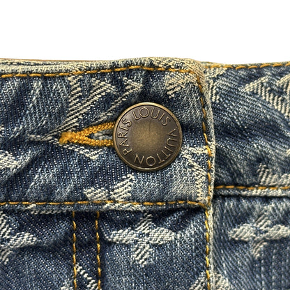 LOUIS VUITTON ルイ・ヴィトン ミニスカート スカート モノグラム デニム ブルー ホワイト コットン レディース 【中古】