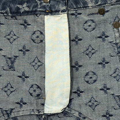 LOUIS VUITTON ルイ・ヴィトン ミニスカート スカート モノグラム デニム ブルー ホワイト コットン レディース 【中古】