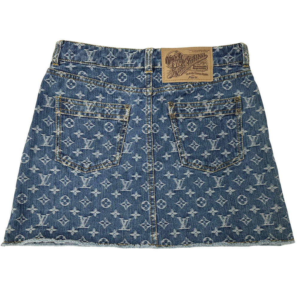 LOUIS VUITTON ルイ・ヴィトン ミニスカート スカート モノグラム デニム ブルー ホワイト コットン レディース 【中古】