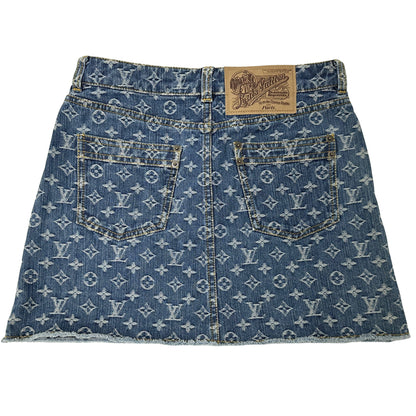 LOUIS VUITTON ルイ・ヴィトン ミニスカート スカート モノグラム デニム ブルー ホワイト コットン レディース 【中古】