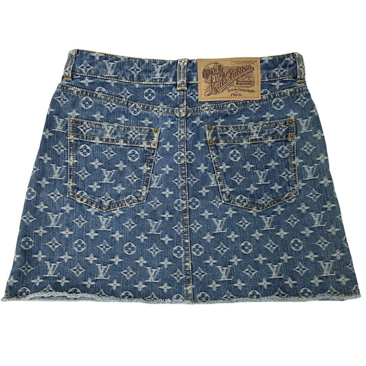 LOUIS VUITTON ルイ・ヴィトン ミニスカート スカート モノグラム デニム ブルー ホワイト コットン レディース 【中古】