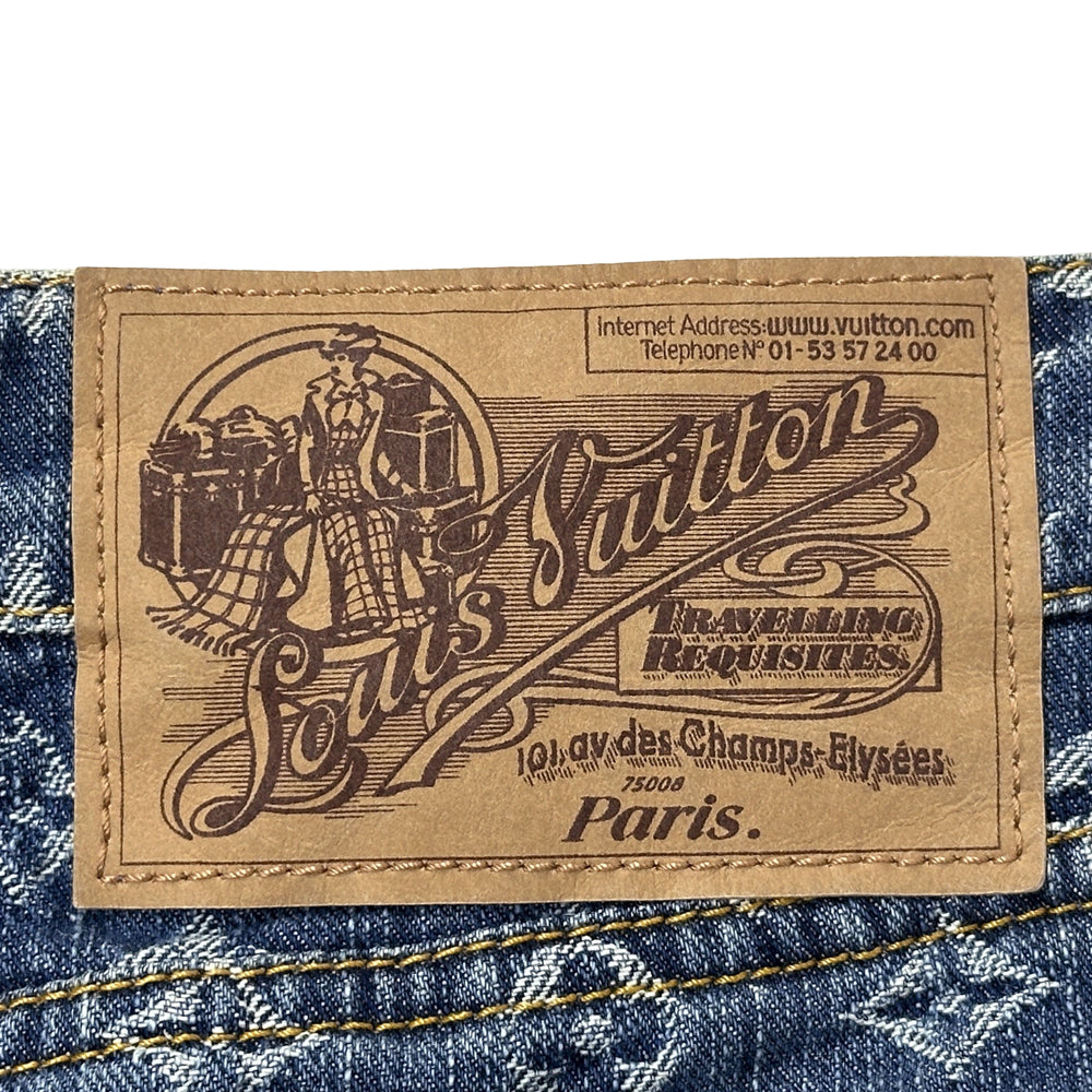 LOUIS VUITTON ルイ・ヴィトン ミニスカート スカート モノグラム デニム ブルー ホワイト コットン レディース 【中古】