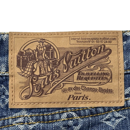 LOUIS VUITTON ルイ・ヴィトン ミニスカート スカート モノグラム デニム ブルー ホワイト コットン レディース 【中古】