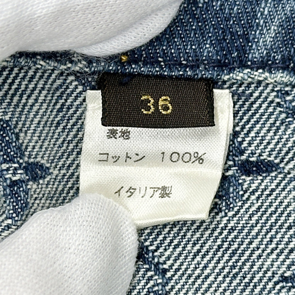 LOUIS VUITTON ルイ・ヴィトン ミニスカート スカート モノグラム デニム ブルー ホワイト コットン レディース 【中古】