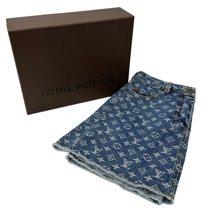LOUIS VUITTON ルイ・ヴィトン ミニスカート スカート モノグラム デニム ブルー ホワイト コットン レディース 【中古】