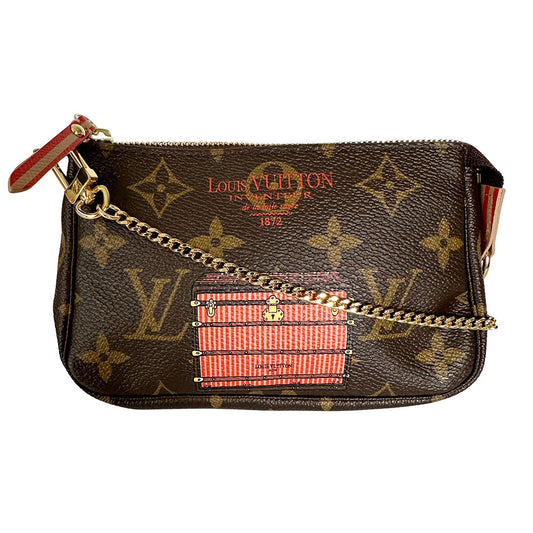 LOUIS VUITTON ルイ・ヴィトン ミニポシェット・アクセソワール　トランク＆ロック ポーチ モノグラム ブラウン M60417 モノグラムキャンバス レディース メンズ 【中古】