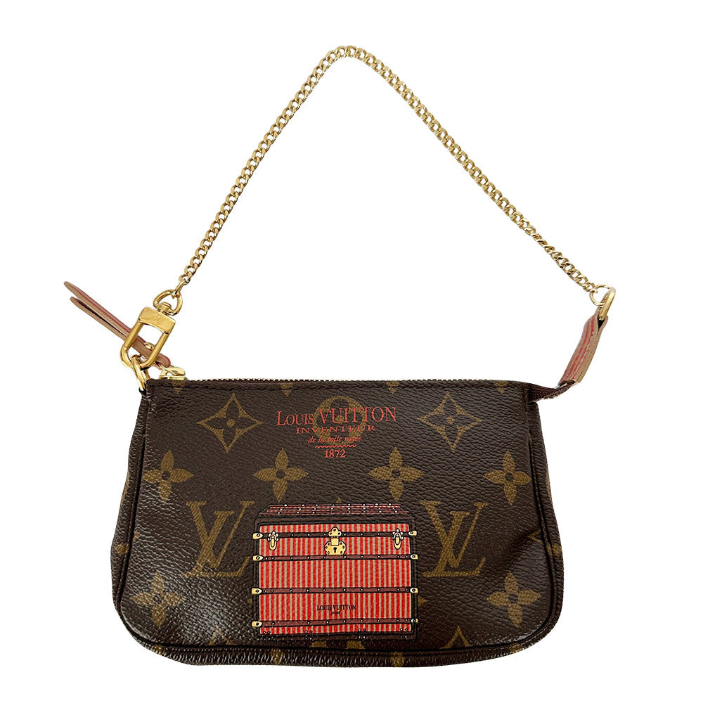 LOUIS VUITTON ルイ・ヴィトン ミニポシェット・アクセソワール　トランク＆ロック ポーチ モノグラム ブラウン M60417 モノグラムキャンバス レディース メンズ 【中古】