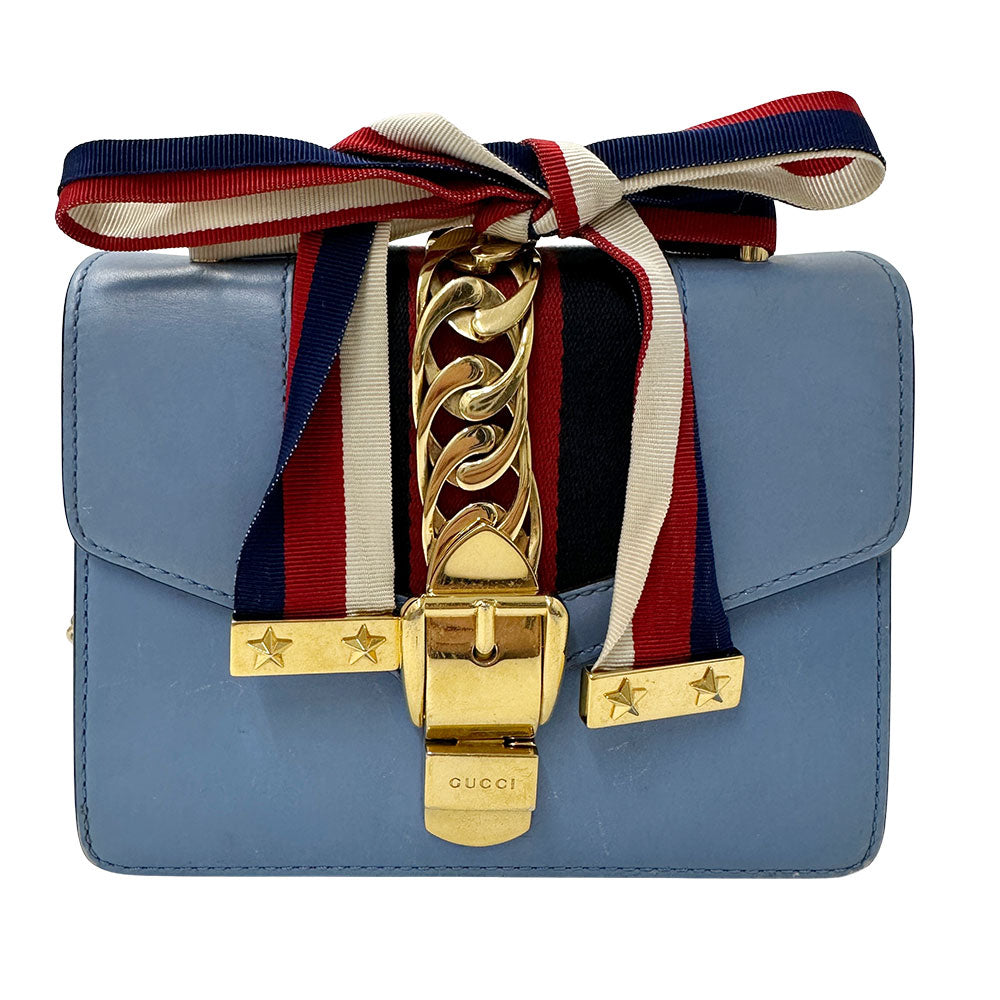 GUCCI グッチ シルヴィー ショルダーバッグ ブルー 431666 レザー レディース 【中古】