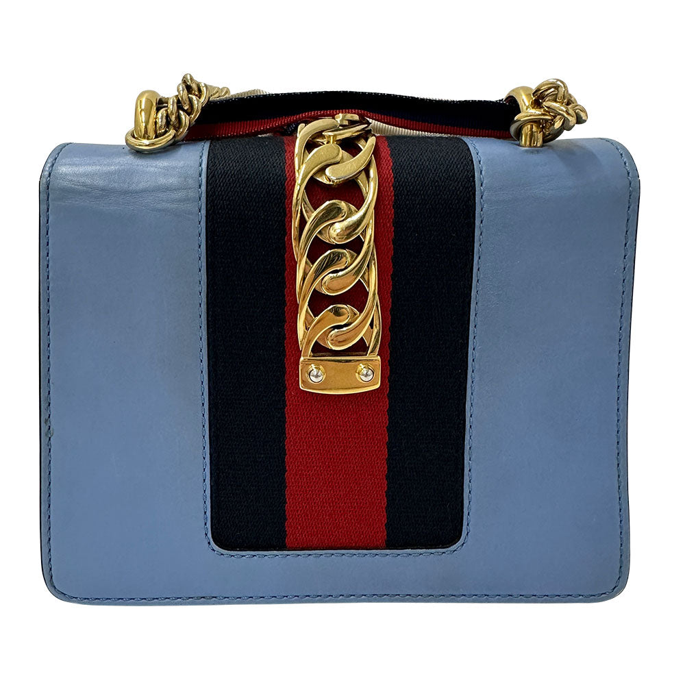 GUCCI グッチ シルヴィー ショルダーバッグ ブルー 431666 レザー レディース 【中古】