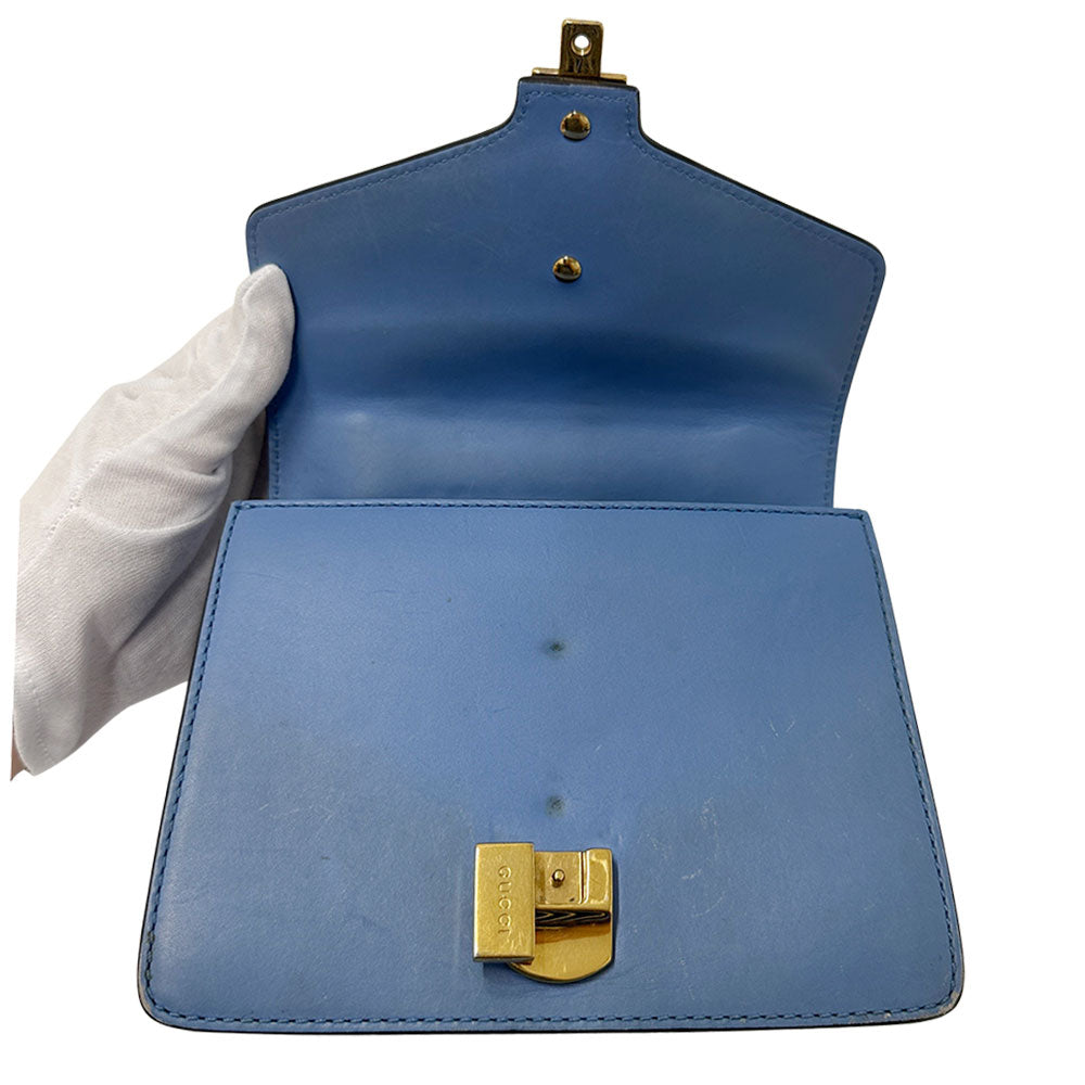 GUCCI グッチ シルヴィー ショルダーバッグ ブルー 431666 レザー レディース 【中古】