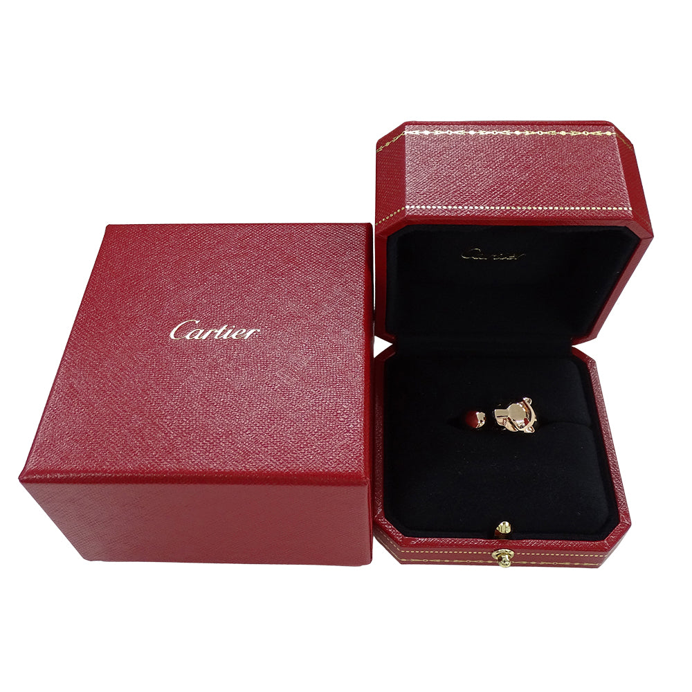 Cartier カルティエ パンテール ミディアム リング 指輪 750PG ピンクゴールド オニキス ツァボライト ガーネット #54 レディース 磨き済み 【中古】