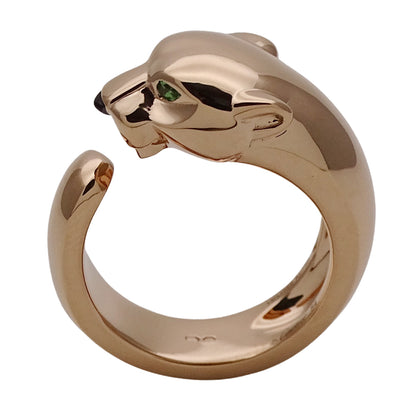 Cartier カルティエ パンテール ミディアム リング 指輪 750PG ピンクゴールド オニキス ツァボライト ガーネット #54 レディース 磨き済み 【中古】