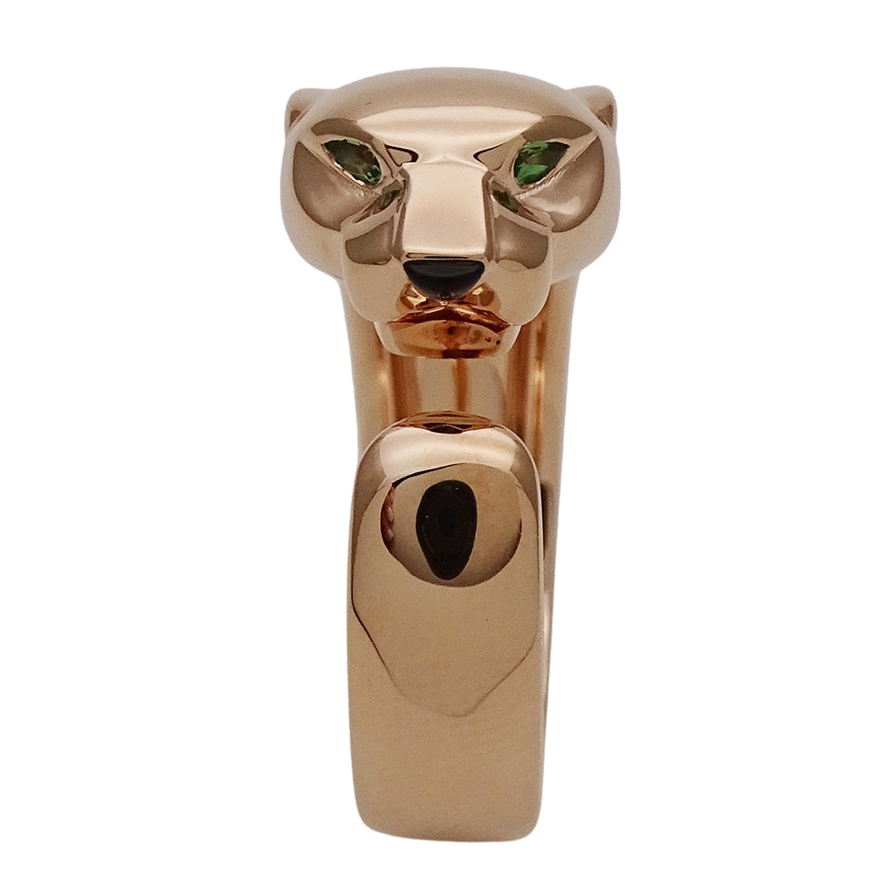 Cartier カルティエ パンテール ミディアム リング 指輪 750PG ピンクゴールド オニキス ツァボライト ガーネット #54 レディース 磨き済み 【中古】