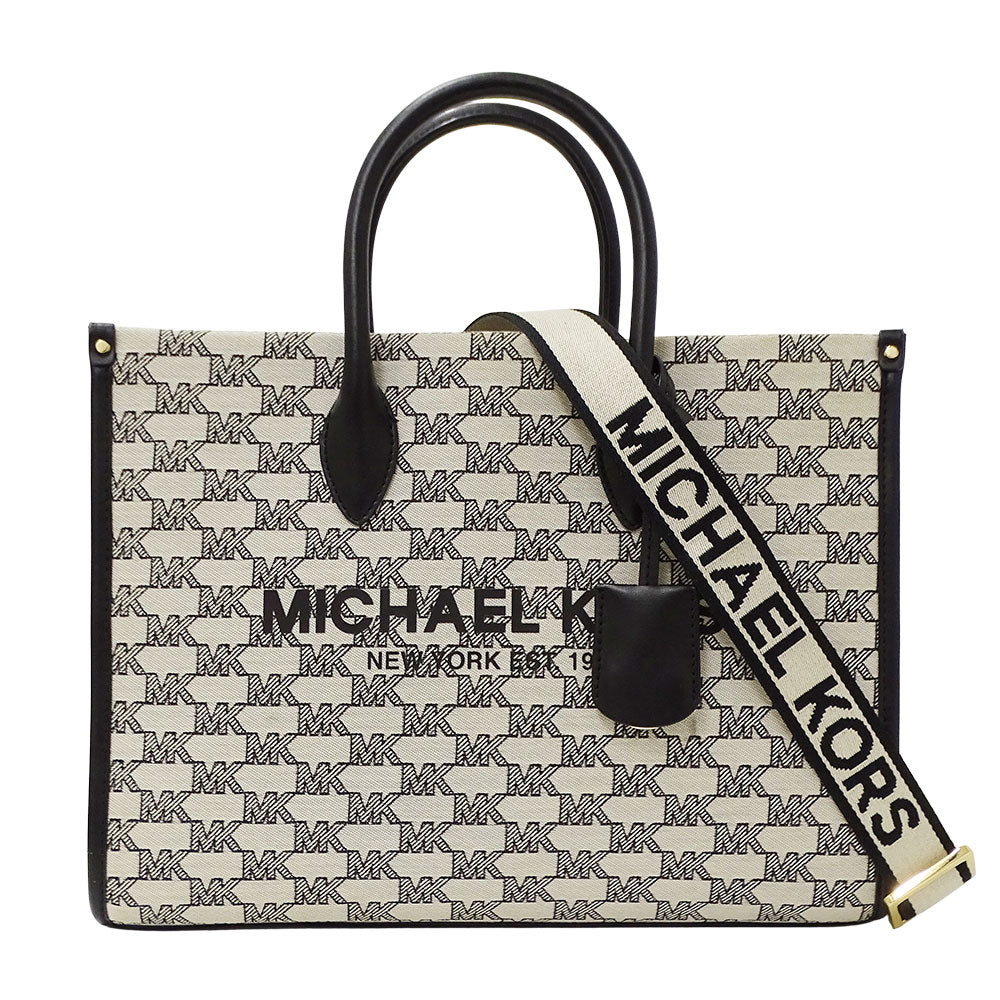 Michael Kors マイケル・コース 2wayバッグ アイボリー ブラック キャンバス レディース 【中古】
