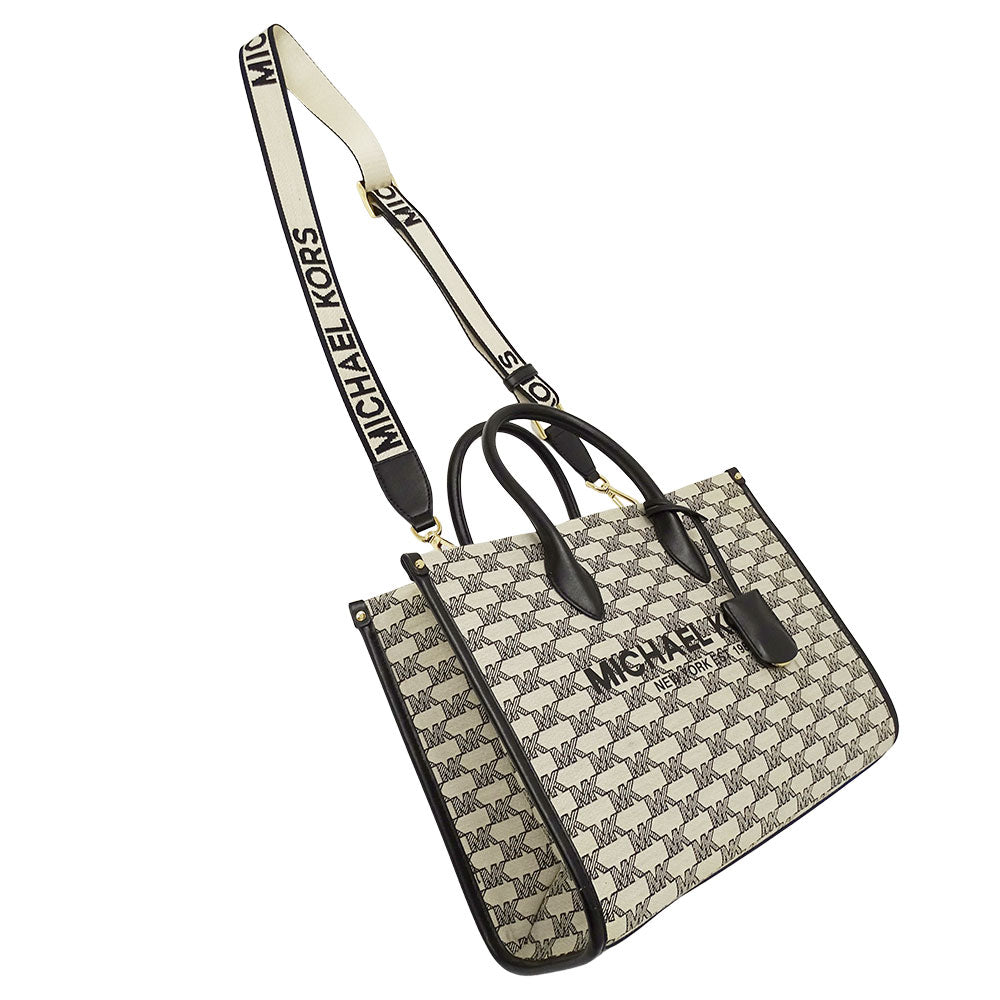Michael Kors マイケル・コース 2wayバッグ アイボリー ブラック キャンバス レディース 【中古】