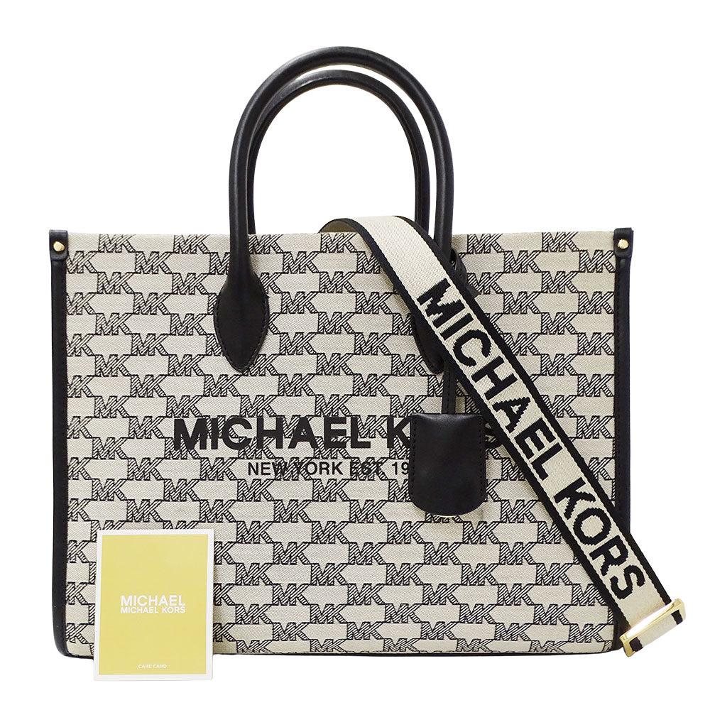 Michael Kors マイケル・コース 2wayバッグ アイボリー ブラック キャンバス レディース 【中古】