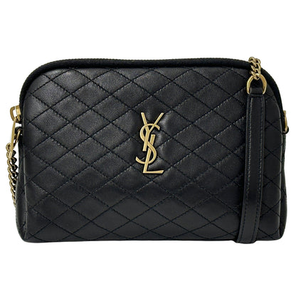 SAINT LAURENT サンローラン ギャビー チェーンポーチ ショルダーバッグ ブラック ゴールド レザー レディース 【中古】