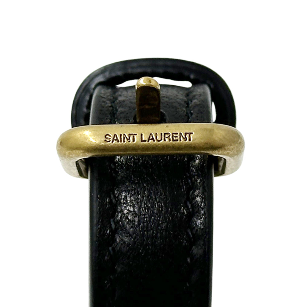 SAINT LAURENT サンローラン ギャビー チェーンポーチ ショルダーバッグ ブラック ゴールド レザー レディース 【中古】