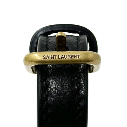 SAINT LAURENT サンローラン ギャビー チェーンポーチ ショルダーバッグ ブラック ゴールド レザー レディース 【中古】