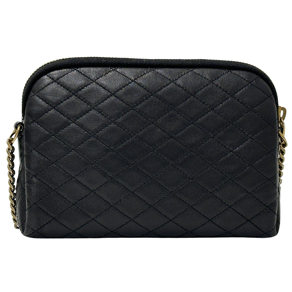 SAINT LAURENT サンローラン ギャビー チェーンポーチ ショルダーバッグ ブラック ゴールド レザー レディース 【中古】