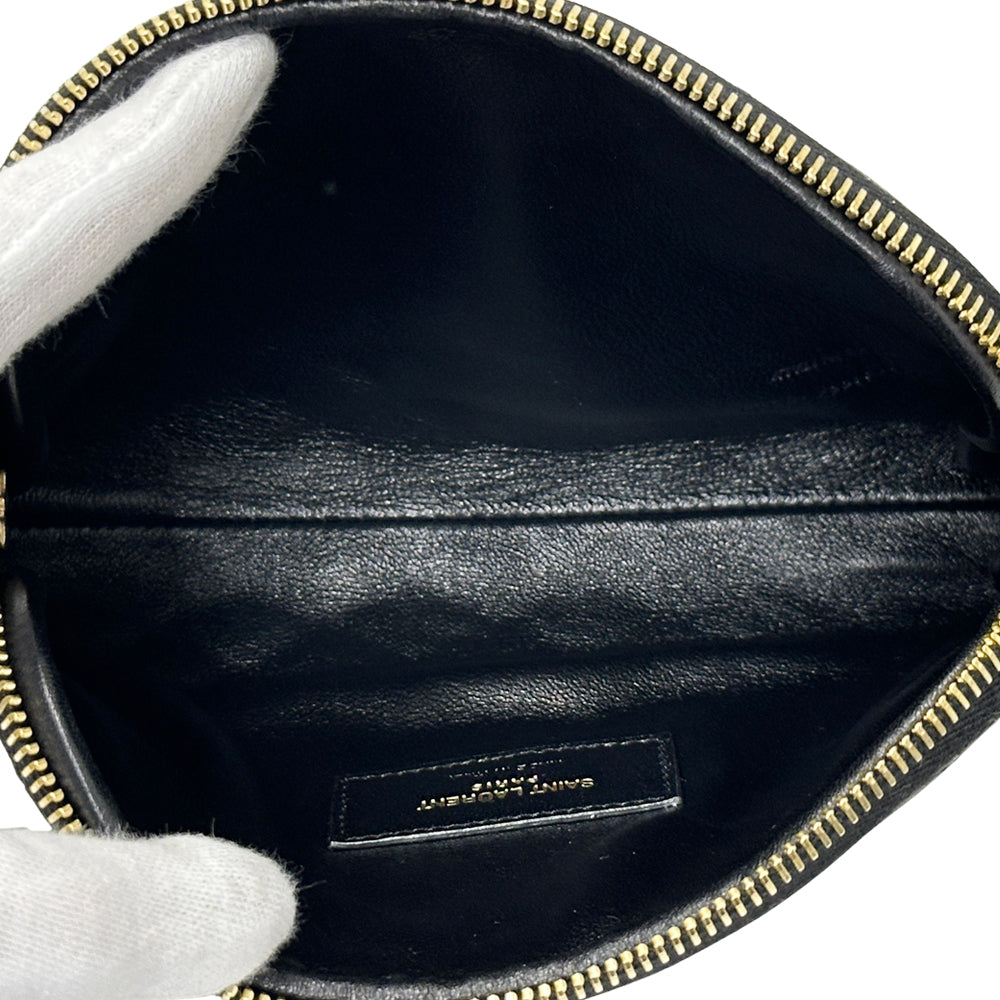 SAINT LAURENT サンローラン ギャビー チェーンポーチ ショルダーバッグ ブラック ゴールド レザー レディース 【中古】