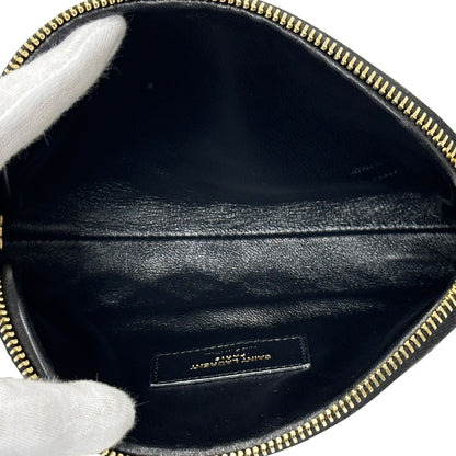 SAINT LAURENT サンローラン ギャビー チェーンポーチ ショルダーバッグ ブラック ゴールド レザー レディース 【中古】