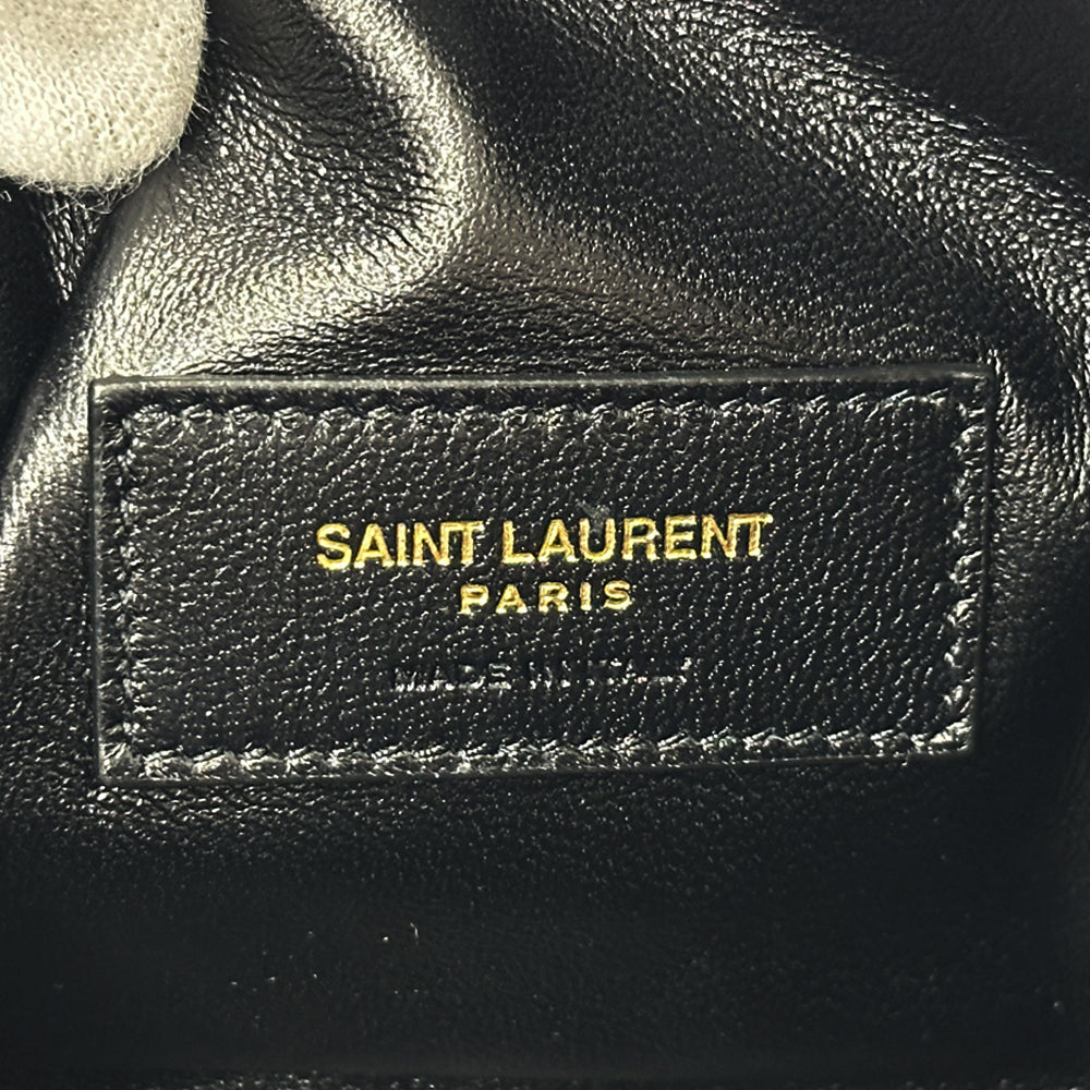 SAINT LAURENT サンローラン ギャビー チェーンポーチ ショルダーバッグ ブラック ゴールド レザー レディース 【中古】