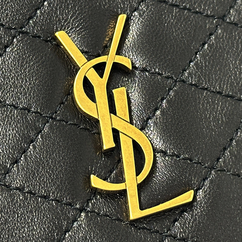 SAINT LAURENT サンローラン ギャビー チェーンポーチ ショルダーバッグ ブラック ゴールド レザー レディース 【中古】
