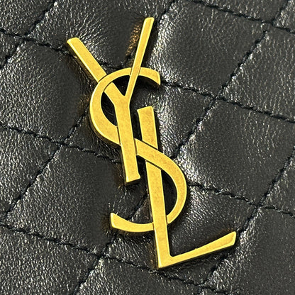 SAINT LAURENT サンローラン ギャビー チェーンポーチ ショルダーバッグ ブラック ゴールド レザー レディース 【中古】
