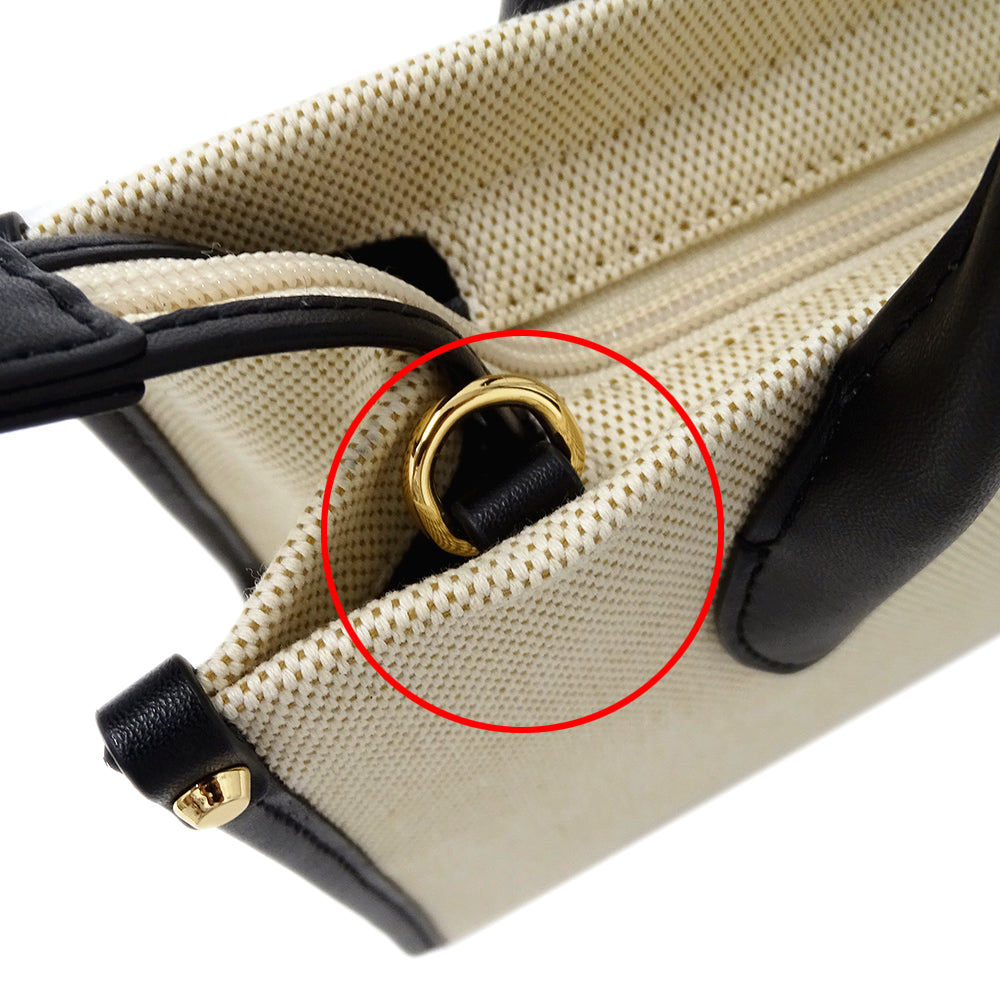 Michael Kors マイケル・コース ミレラ スモール 2wayバッグ アイボリー ブラック キャンバス レディース 【中古】