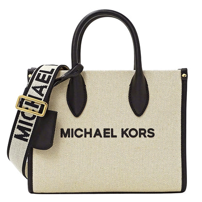 Michael Kors マイケル・コース ミレラ スモール 2wayバッグ アイボリー ブラック キャンバス レディース 【中古】