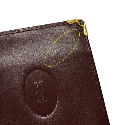 Cartier カルティエ マスト 二つ折り財布 ボルドー ゴールド金具 レザー レディース メンズ 【中古】