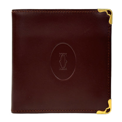 Cartier カルティエ マスト 二つ折り財布 ボルドー ゴールド金具 レザー レディース メンズ 【中古】