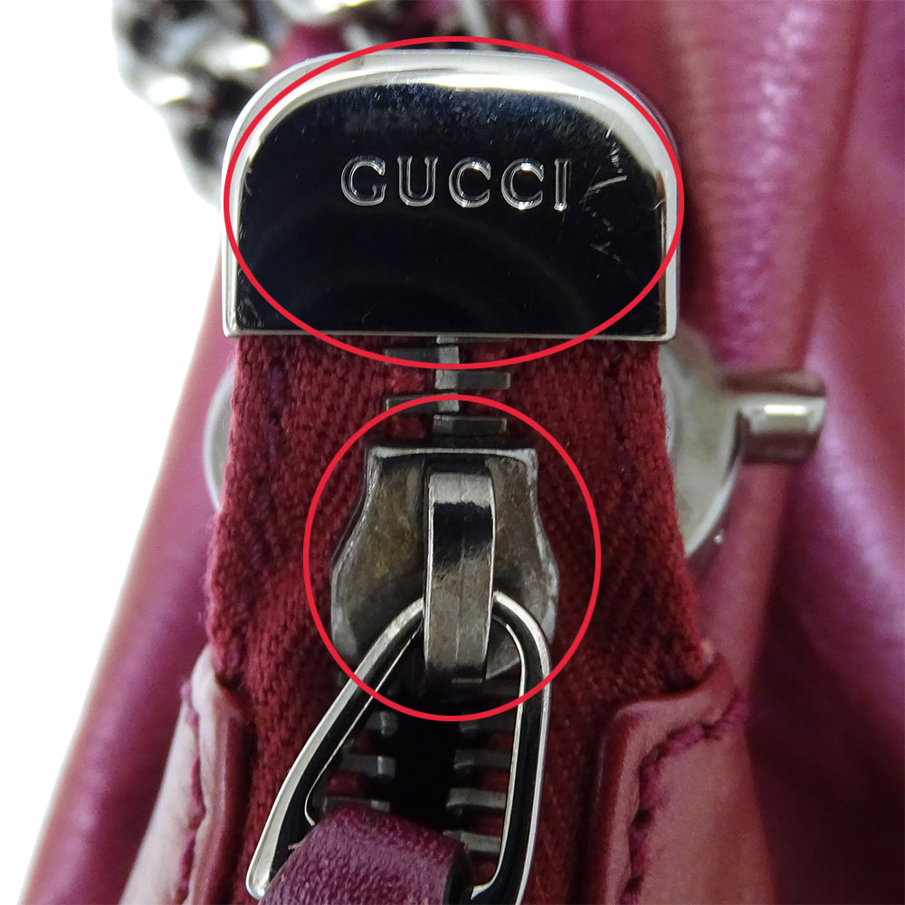 GUCCI グッチ ショルダーバッグ パープル ワインレッド 228560 レザー レディース 【中古】