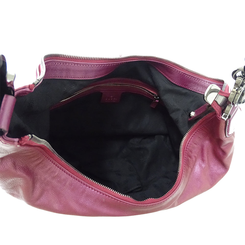 GUCCI グッチ ショルダーバッグ パープル ワインレッド 228560 レザー レディース 【中古】
