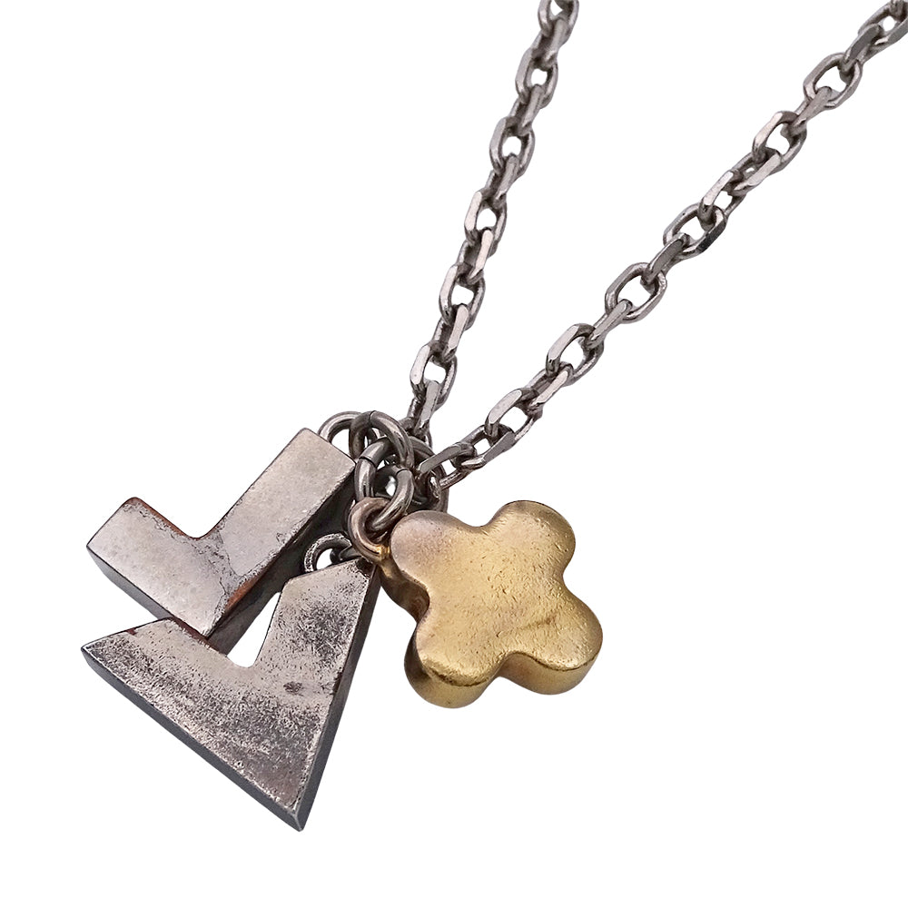LOUIS VUITTON ルイ・ヴィトン パンダンティフ ラブレターズ ネックレス GP シルバー ゴールド レディース M65252 【中古】