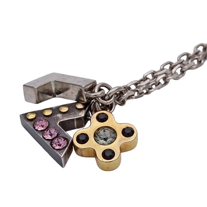 LOUIS VUITTON ルイ・ヴィトン パンダンティフ ラブレターズ ネックレス GP シルバー ゴールド レディース M65252 【中古】