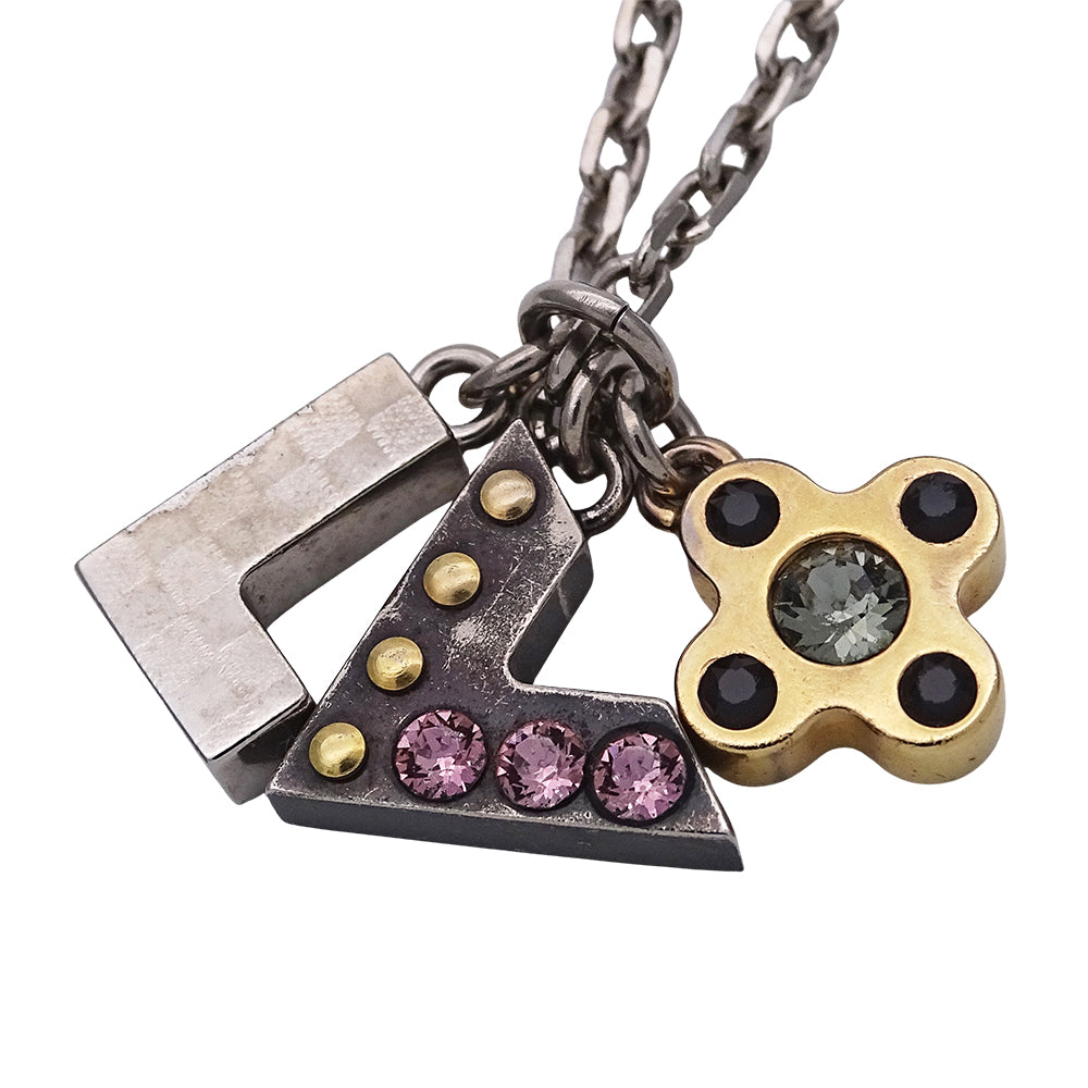 LOUIS VUITTON ルイ・ヴィトン パンダンティフ ラブレターズ ネックレス GP シルバー ゴールド レディース M65252 【中古】