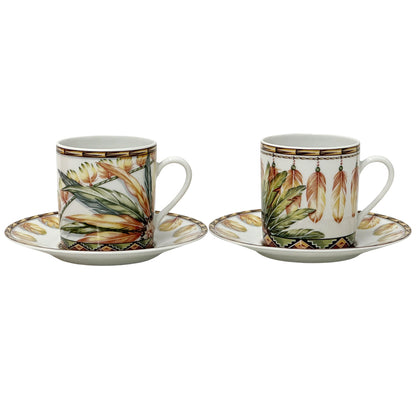 HERMES エルメス カップ＆ソーサー ペアセット 食器 PATCHWORK パッチワーク ブラウン グリーン 陶磁器 レディース メンズ 【中古】