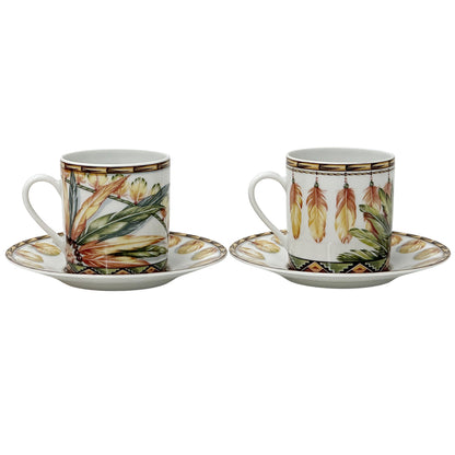 HERMES エルメス カップ＆ソーサー ペアセット 食器 PATCHWORK パッチワーク ブラウン グリーン 陶磁器 レディース メンズ 【中古】