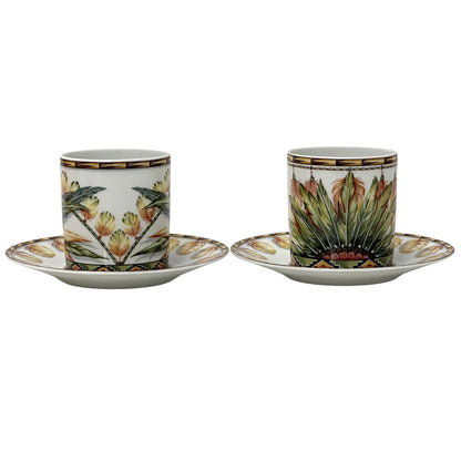 HERMES エルメス カップ＆ソーサー ペアセット 食器 PATCHWORK パッチワーク ブラウン グリーン 陶磁器 レディース メンズ 【中古】