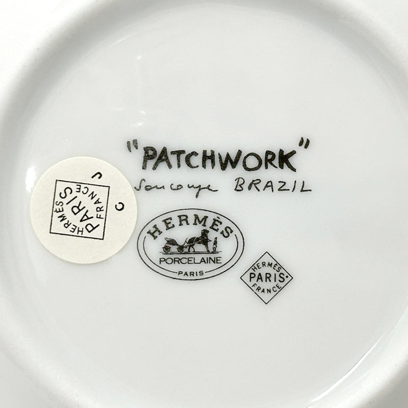 HERMES エルメス カップ＆ソーサー ペアセット 食器 PATCHWORK パッチワーク ブラウン グリーン 陶磁器 レディース メンズ 【中古】