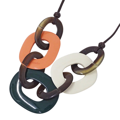 HERMES エルメス ネックレス バッファローホーン バッファローホーン ピンク グリーン レディース 【中古】