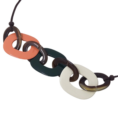 HERMES エルメス ネックレス バッファローホーン バッファローホーン ピンク グリーン レディース 【中古】