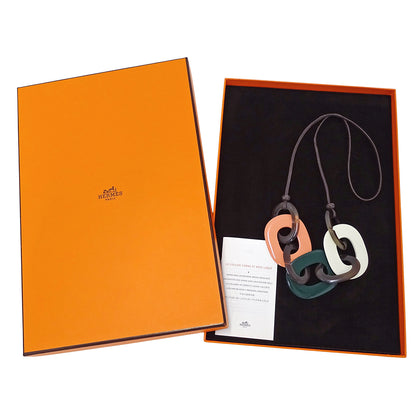 HERMES エルメス ネックレス バッファローホーン バッファローホーン ピンク グリーン レディース 【中古】