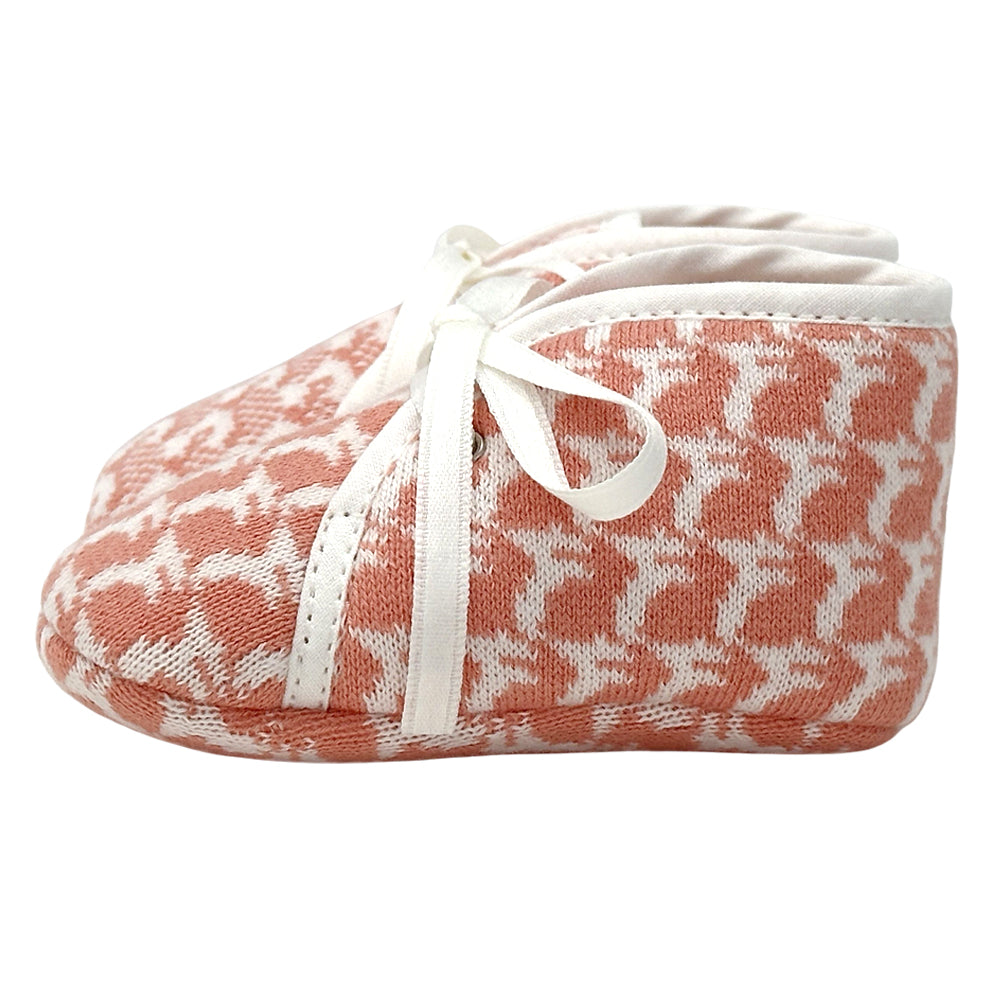 HERMES エルメス ベビーシューズ その他靴 ピンク ホワイト コットン キッズ 【中古】