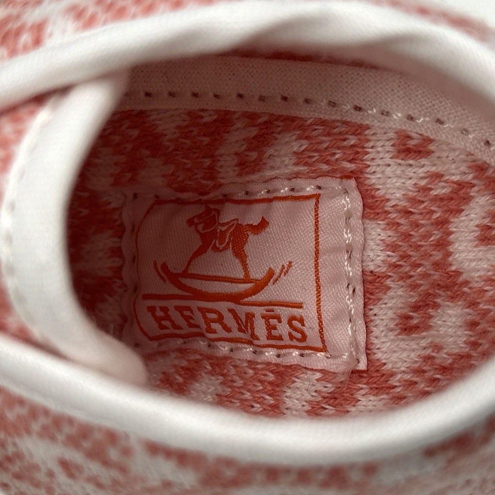HERMES エルメス ベビーシューズ その他靴 ピンク ホワイト コットン キッズ 【中古】