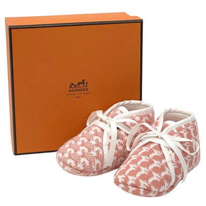 HERMES エルメス ベビーシューズ その他靴 ピンク ホワイト コットン キッズ 【中古】
