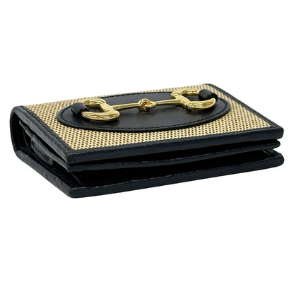 GUCCI グッチ 二つ折り財布 ホースビット ベージュ ネイビー 621887 キャンバス レディース 【中古】
