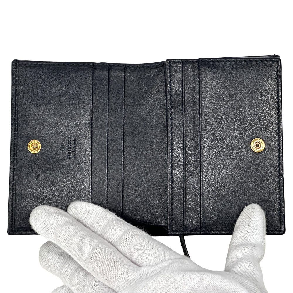 GUCCI グッチ 二つ折り財布 ホースビット ベージュ ネイビー 621887 キャンバス レディース 【中古】